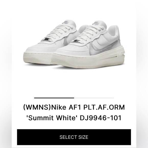 Nike Air Force 1 PLT.AF.ORM Summit White Metalic Silver Women's Shoes Size 10 - Picture 2 of 15